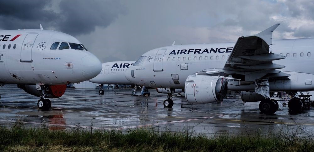 This image depicts some of the company's (Air France-KLM) planes parked in a ramp.