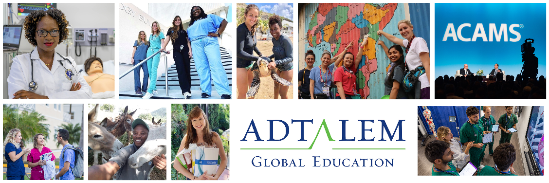 The collage of different images including the logo of Adtalem Global Education Inc are settled in one frame.