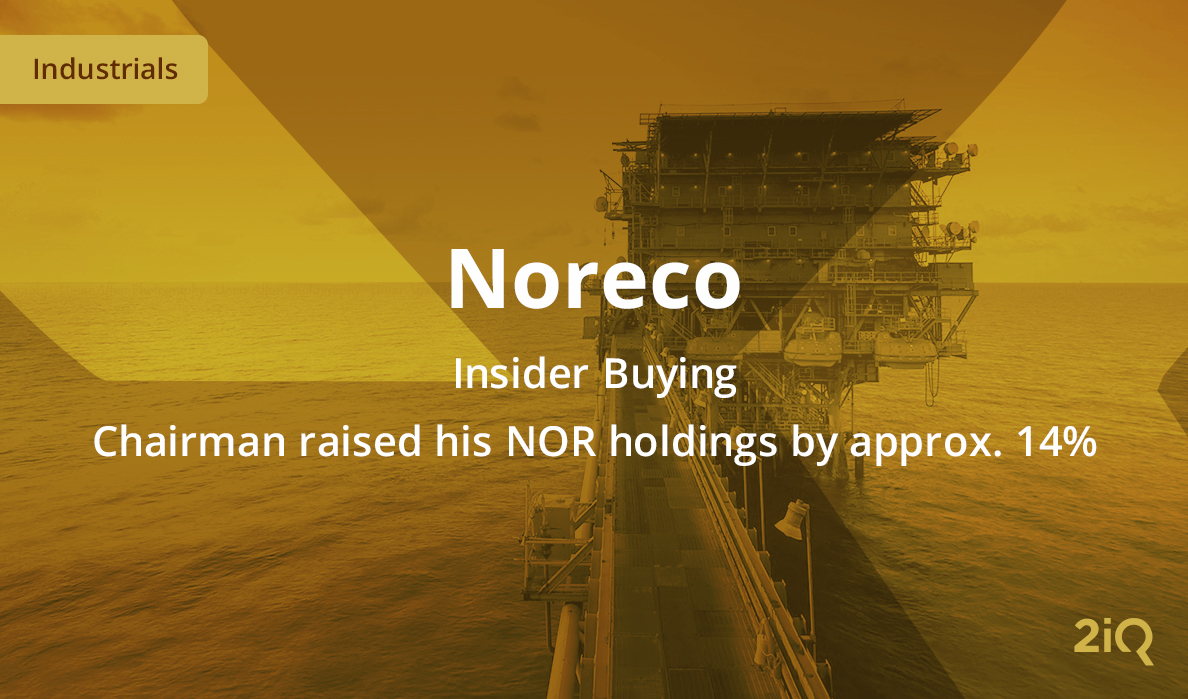 The image's background depicts Offshore Drilling Rig on Body of Water, with the blog introduction mentioning the insider raises his holding by 14% on top.