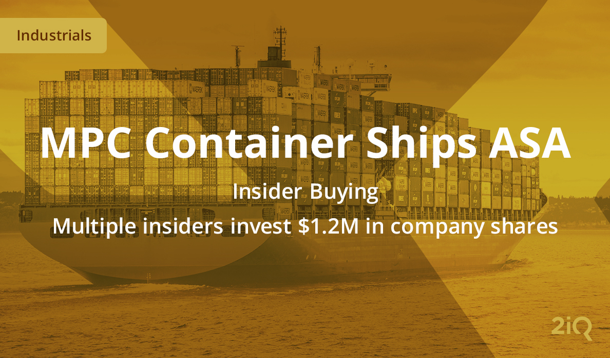 The image's background depicts a blue and red cargo ship on sea, with the blog introduction mentioning the multiple insiders' $1.2M investment on top.