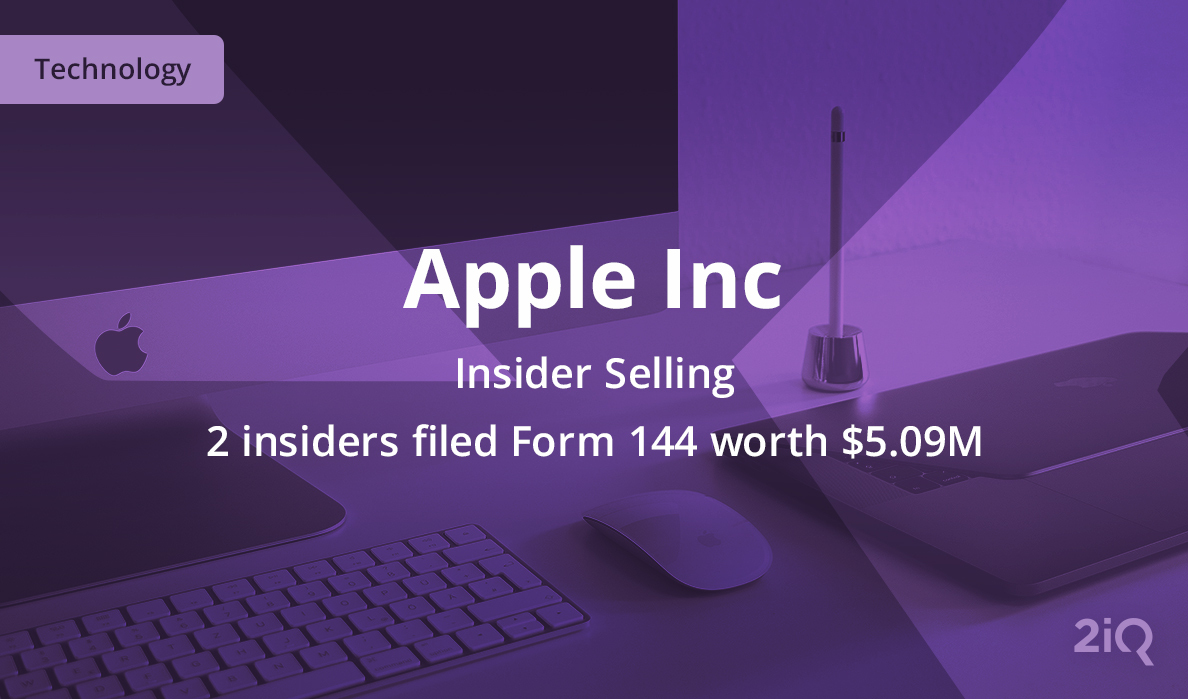 The image's background depicts silver iMac, keyboard, and mouse and laptop, with the blog introduction mentioning the 2 insider filed Form 144 on top.