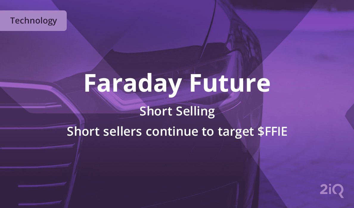 The image's background depicts a black car, with the blog introduction mentioning the Short sellers continue to target $FFIE on top.