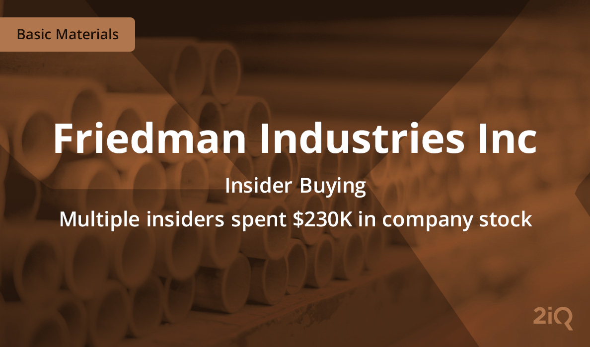 The image's background depicts stack of steel pipes, with the blog introduction mentioning the multiple insider's investment of $230K on top.