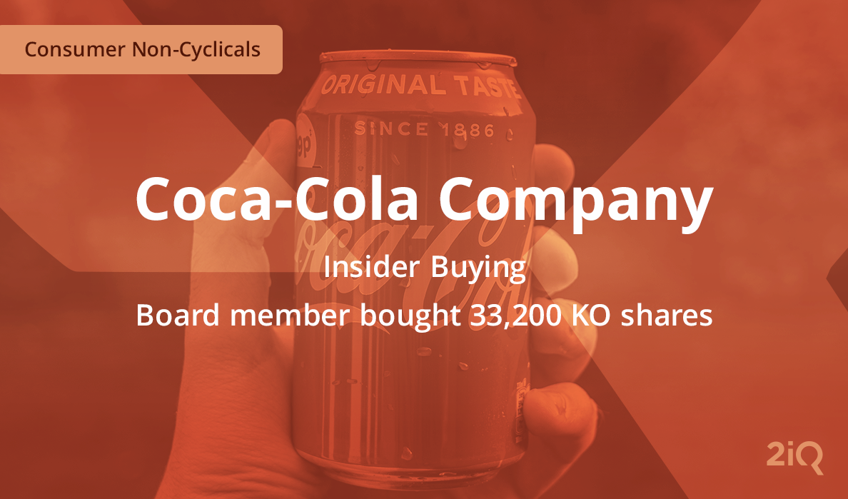 The image's background depicts person holding Coca-cola Can, with the blog introduction mentioning the insider's purchase of 33.2K shares on top.