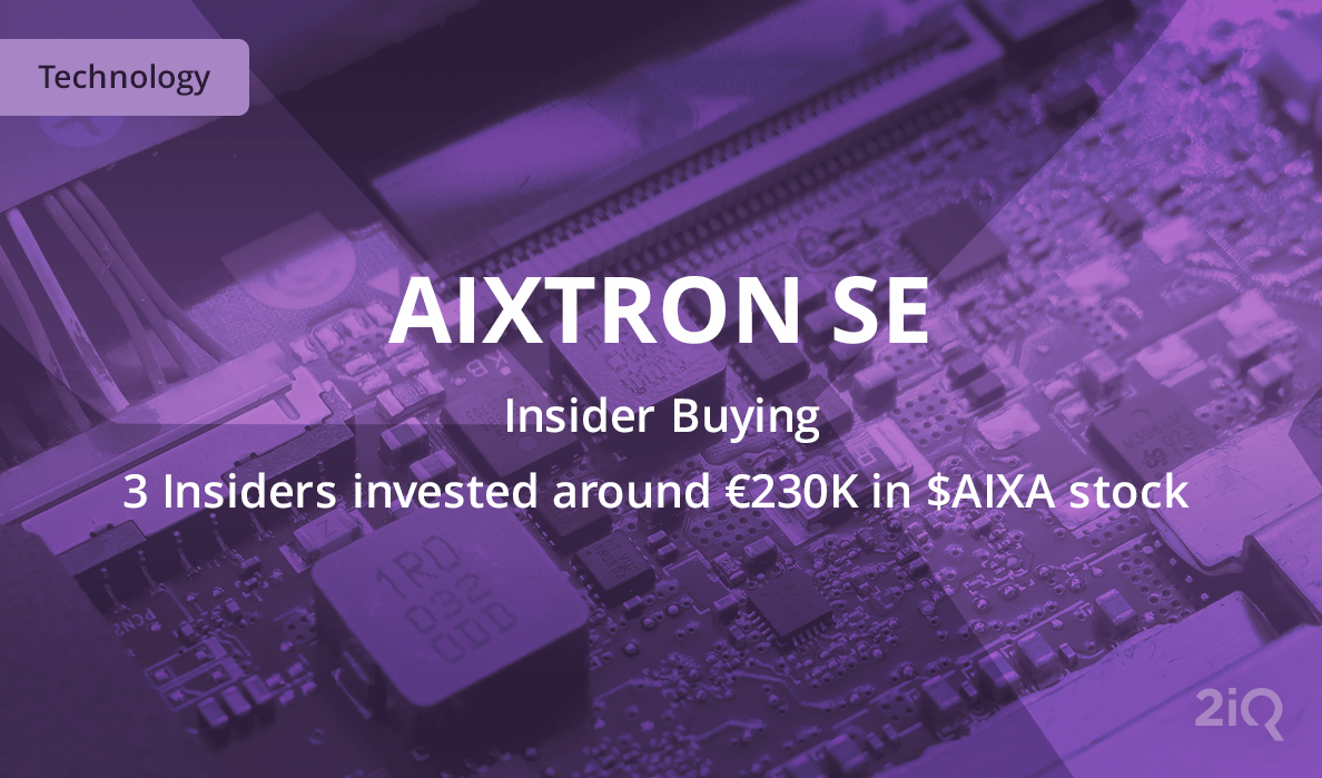 The image's background depicts motherboard of a system, with the blog introduction mentioning the insider's investment of €230K in company stock on top.