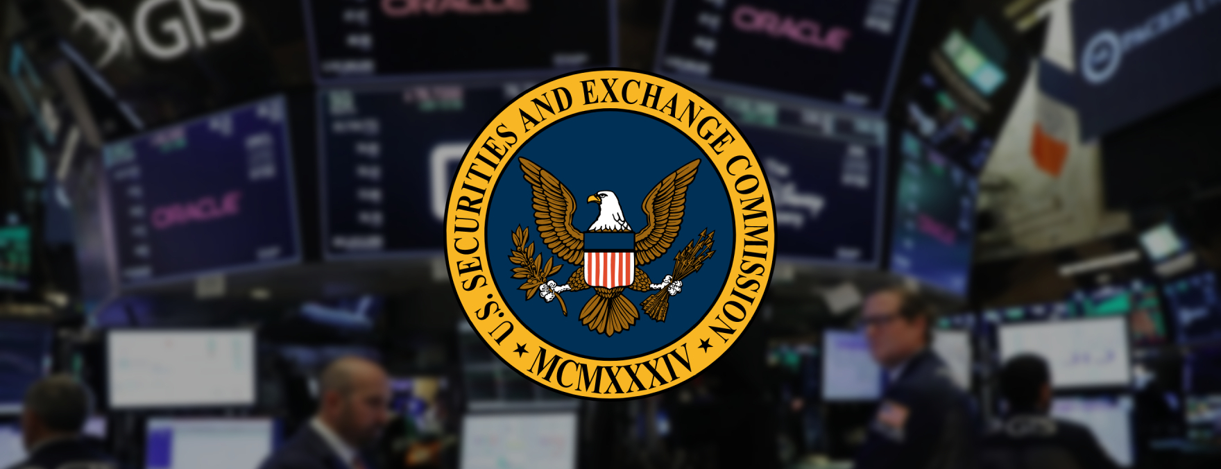 The Logo of US Security And Exchange Commission is placed in the centre of fuzzy image.